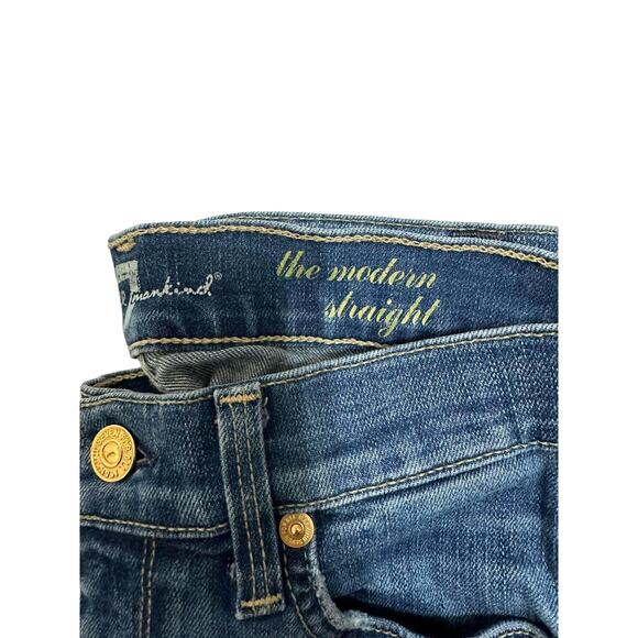 7 For‎ All Mankind Women's The Modern Straight Jeans Blue Medium Washed Size 26 - Picture 3 of 5
